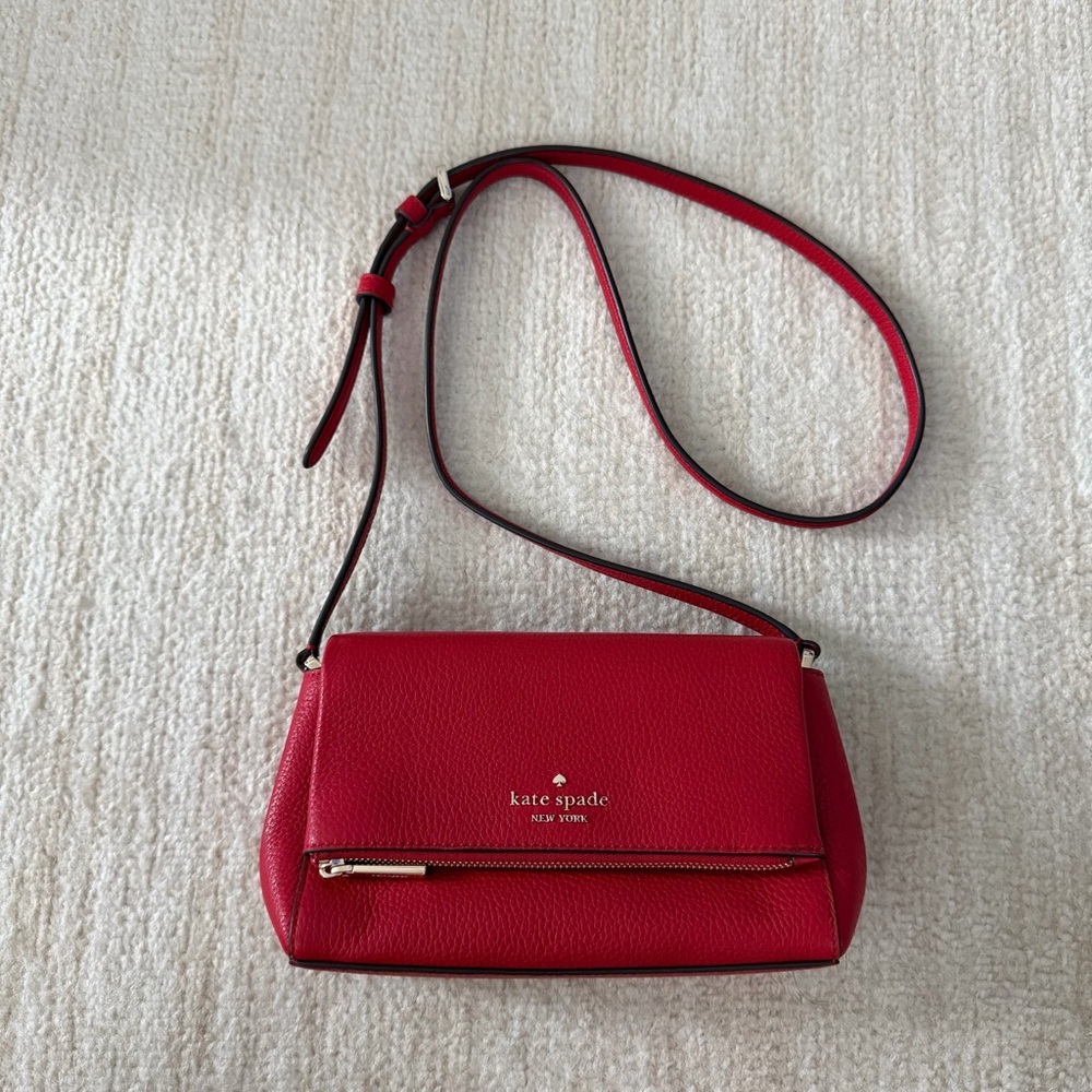Kate Spade Red Leila Pebbled Leather Crossbody Bag